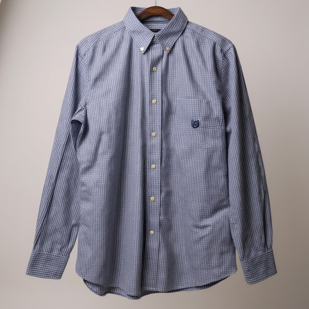 Chaps Mens Checkered Long Sleeve Button Down Shirt Size S